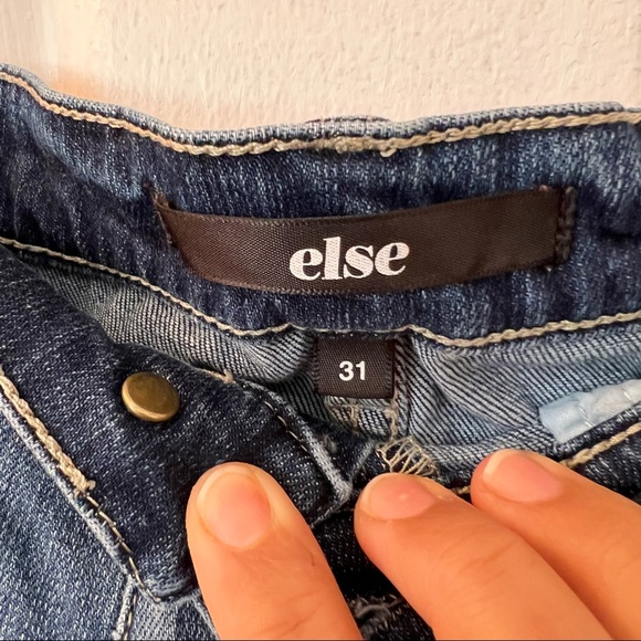 Distressed Dark Denim Short with Pocket Patch - Picture 3 of 3